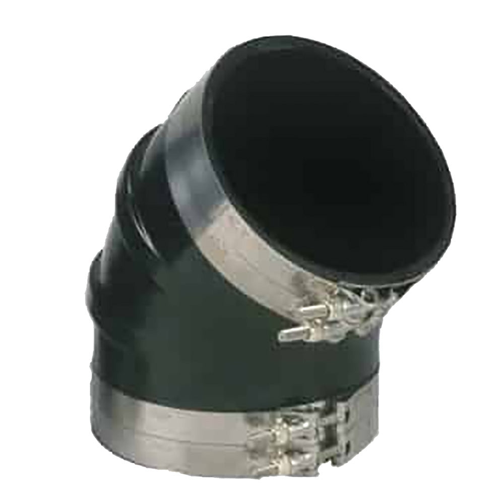 Trident Marine 5 ID 45Degree EPDM Black Rubber Molded Wet Exhaust Elbow w4 TBolt Clamps TRL545SS