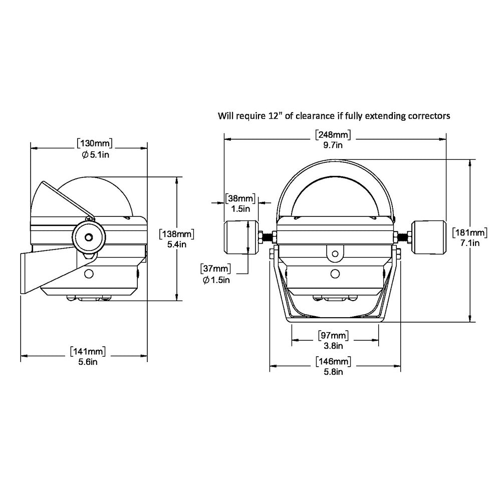 Ritchie HB845 Helmsman Steel Boat Compass  Bracket Mount  Black HB845