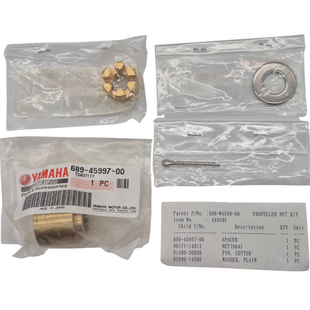Yamaha 4-Stroke F25 Propeller Hardware Kit – 689-W4599-00-00 – OEM