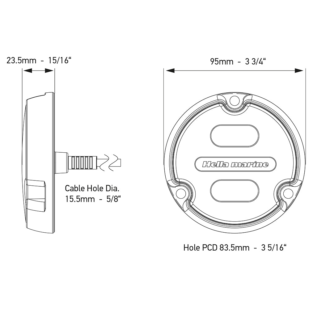Hella Marine Apelo A1 Blue White Underwater Light  1800 Lumens  Black Housing  Charcoal Lens 016145001