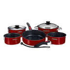 Magma Nestable 10 Piece Induction NonStick Enamel Finish Cookware Set  Magma Red A10366MR2IN