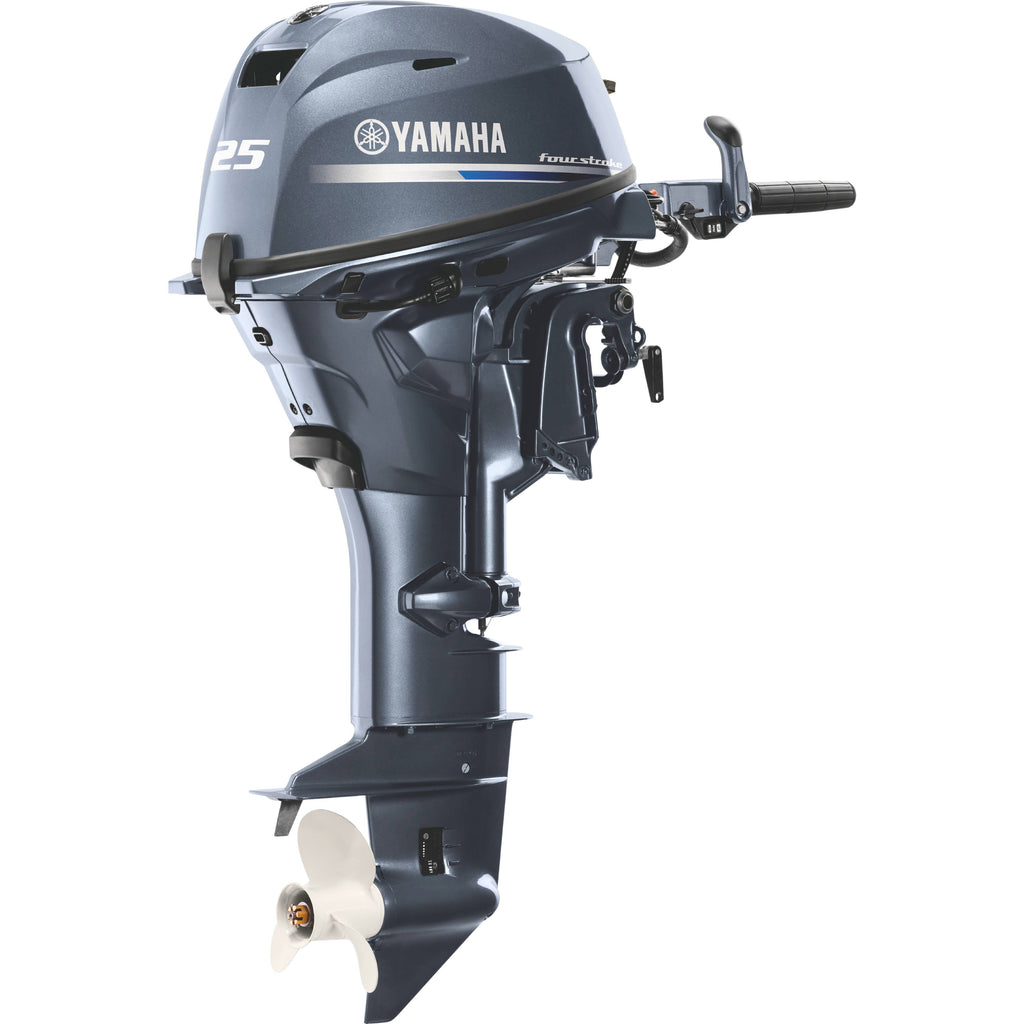Yamaha F25LWHC Outboard | 25HP, Tiller, 20” Shaft, Electric Start, Grey – OEM