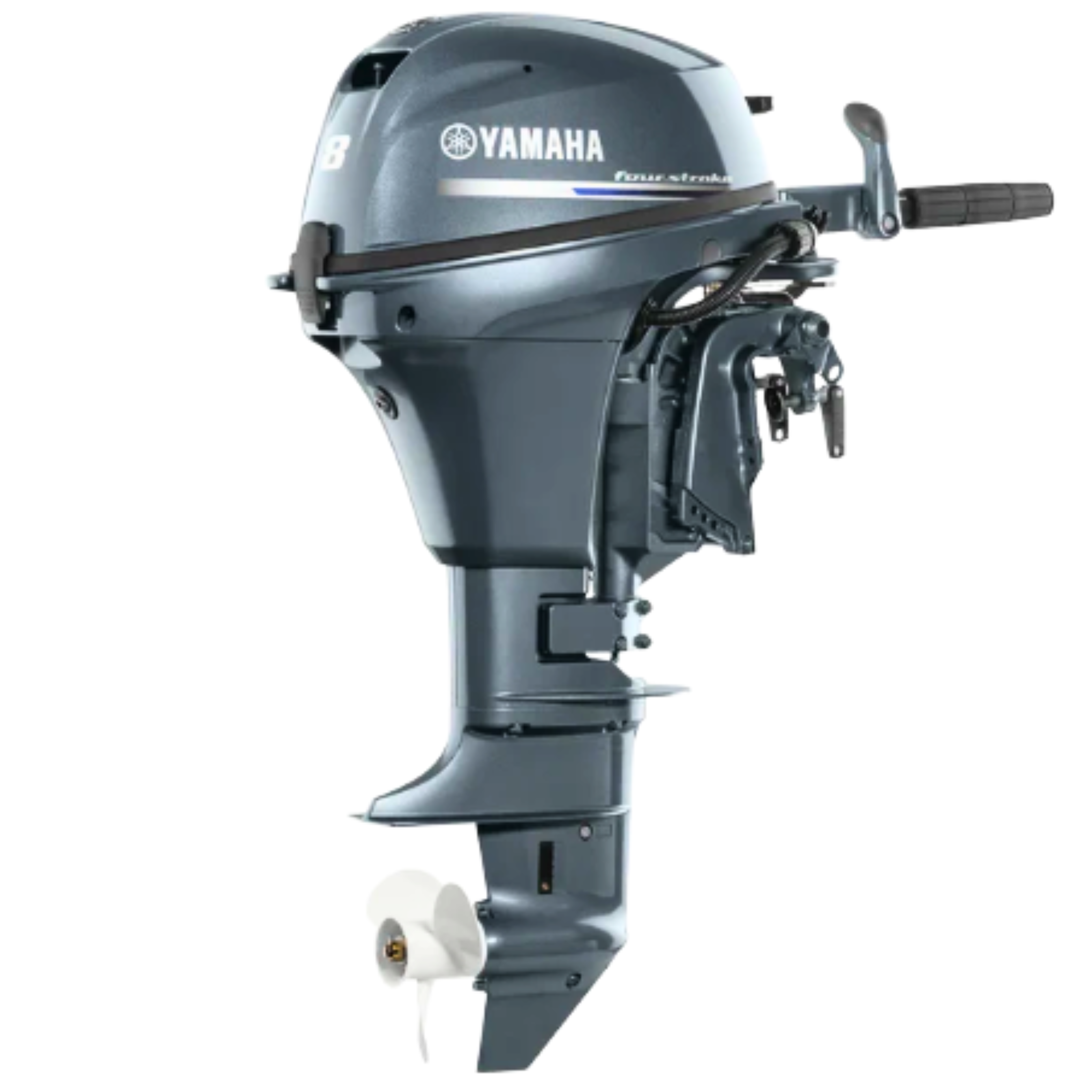 Yamaha F8LMHB Outboard | 8HP, Tiller, 20” Shaft, Manual Start, Grey – OEM